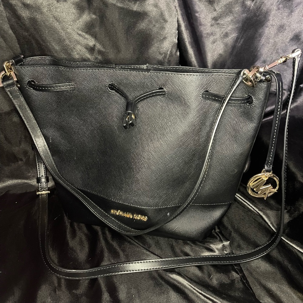 Michael Kors black bucket tote bag. Used.